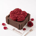 Cross section of the Romantic Rose Box mousse cake showing the inner layers of the floral bouquet dessert.