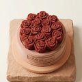 Aerial view of the Rose Heartfelt cake showing the dense, realistic rose petal design.