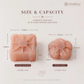 Dimension guide for the Romantic Rose Box 2-piece silicone mousse cake mold set with rose flower and wooden box molds.