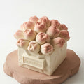 Top-down view of the 3D tulip bouquet cake showing realistic flower arrangement.