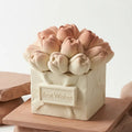 Close-up of the delicate tulip petals and velvet spray finish on the FormFlavor cake.
